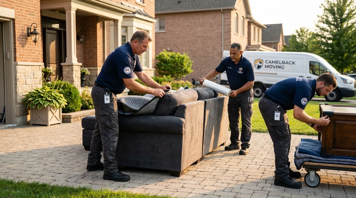 Large estate moving crew wrapping furniture in Wakarusa, IN