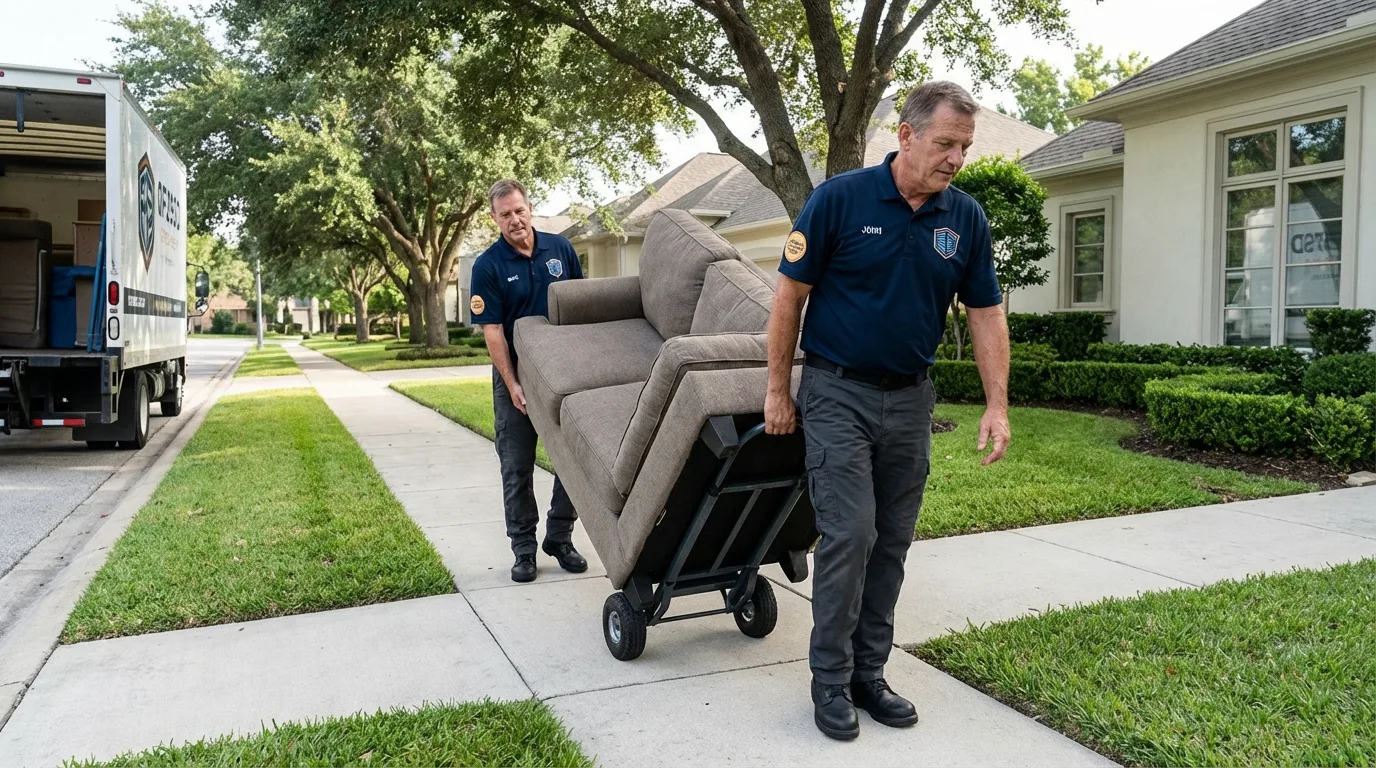 Local residential moving crew loading furniture in Wakarusa, IN